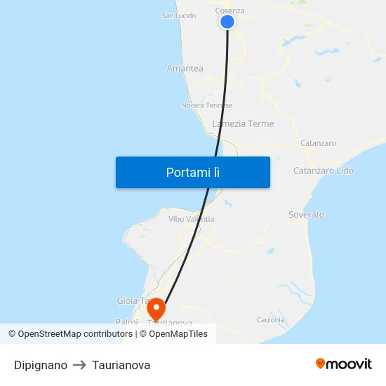 Dipignano to Taurianova map