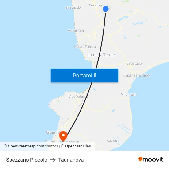 Spezzano Piccolo to Taurianova map