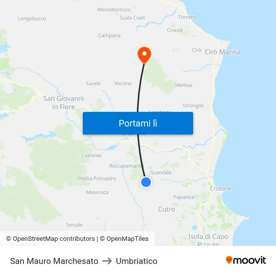 San Mauro Marchesato to Umbriatico map