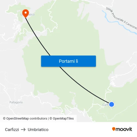 Carfizzi to Umbriatico map