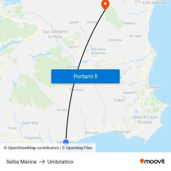 Sellia Marina to Umbriatico map