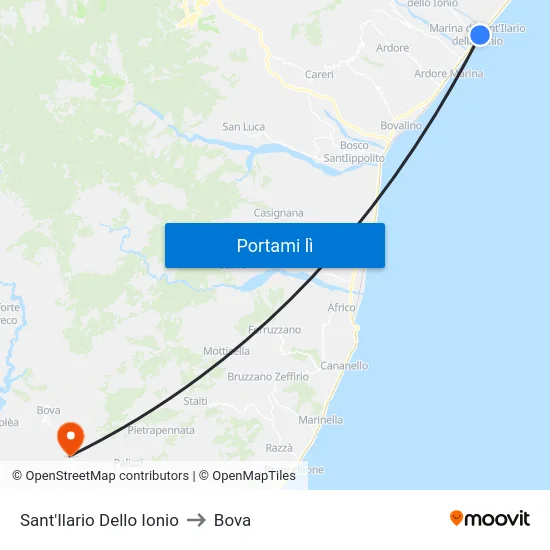 Sant'Ilario Dello Ionio to Bova map