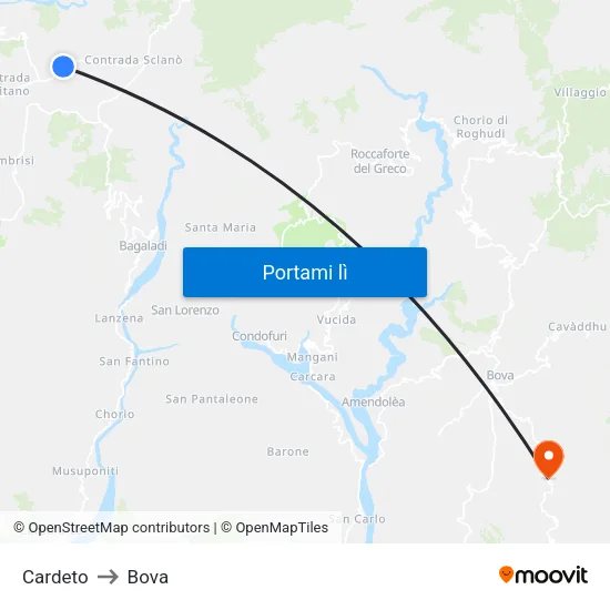 Cardeto to Bova map