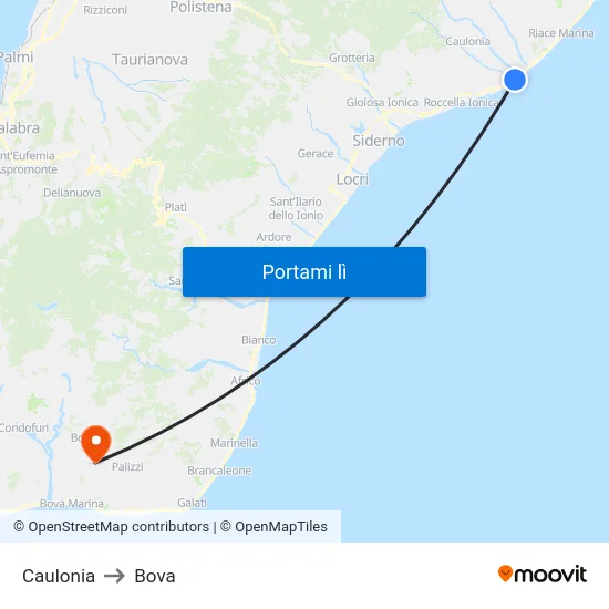 Caulonia to Bova map
