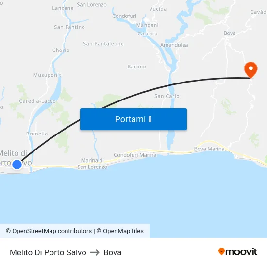 Melito Di Porto Salvo to Bova map