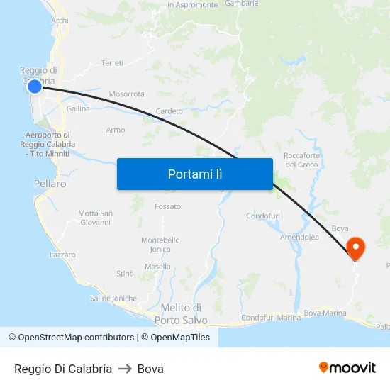 Reggio Di Calabria to Bova map
