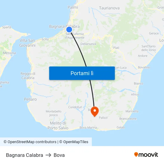 Bagnara Calabra to Bova map