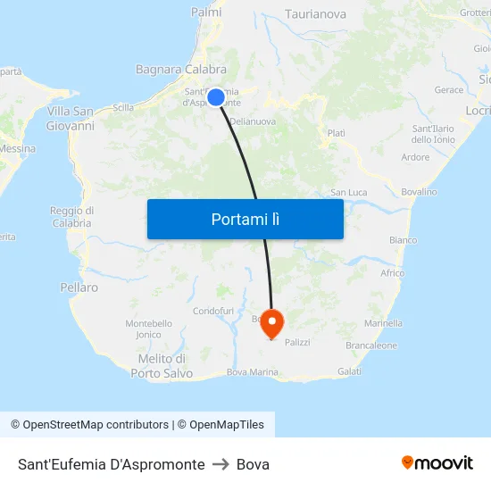 Sant'Eufemia D'Aspromonte to Bova map