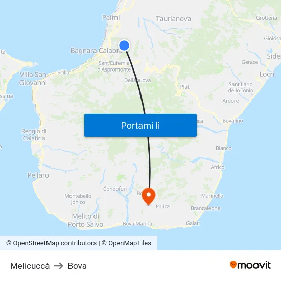 Melicuccà to Bova map