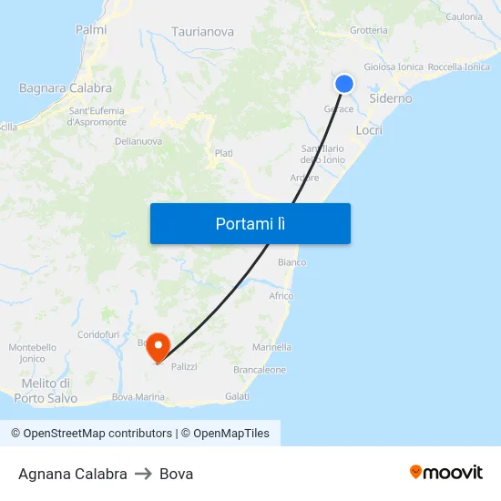 Agnana Calabra to Bova map