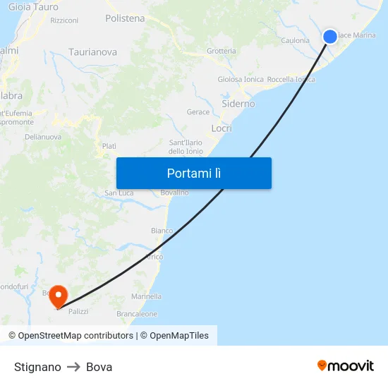Stignano to Bova map