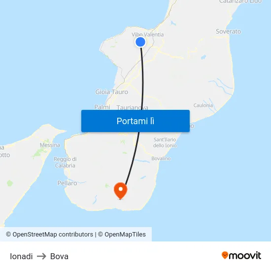 Ionadi to Bova map