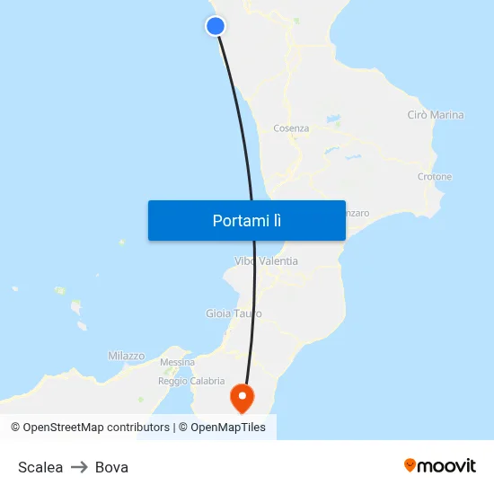 Scalea to Bova map