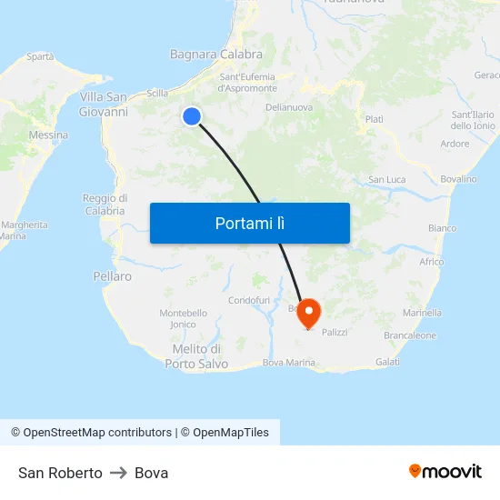 San Roberto to Bova map