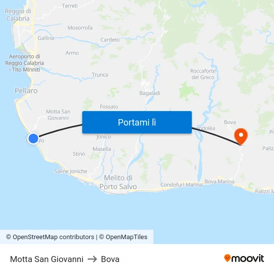 Motta San Giovanni to Bova map