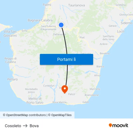 Cosoleto to Bova map