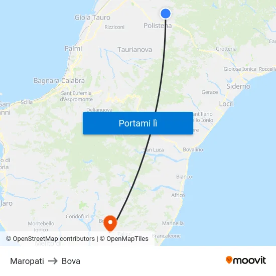Maropati to Bova map