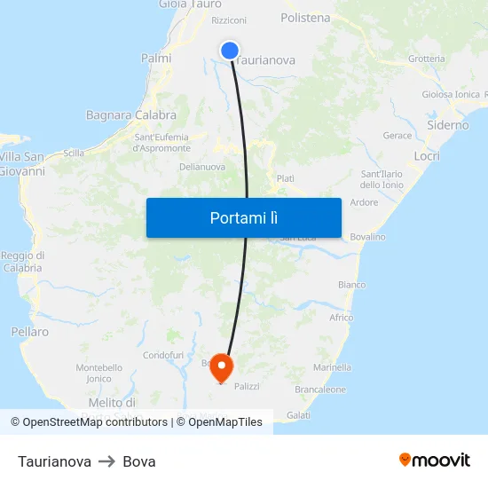 Taurianova to Bova map