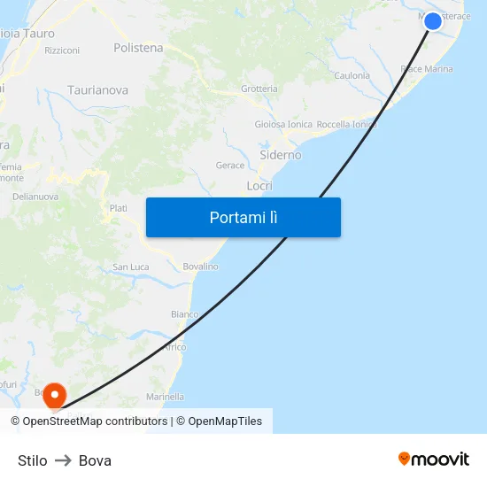 Stilo to Bova map