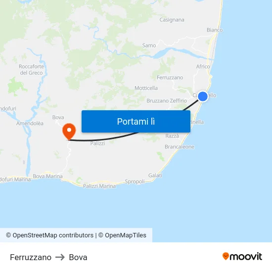 Ferruzzano to Bova map