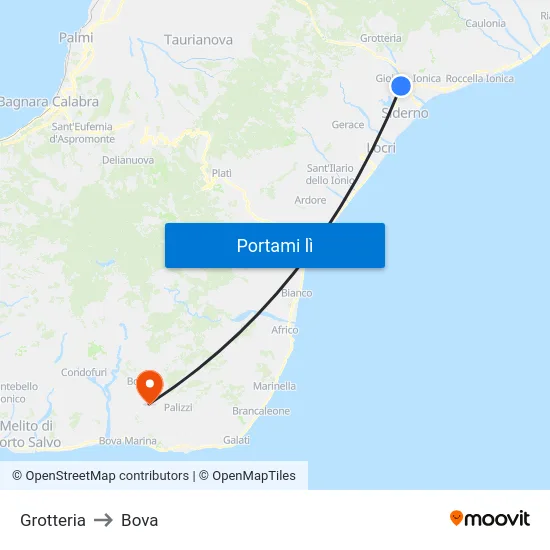 Grotteria to Bova map