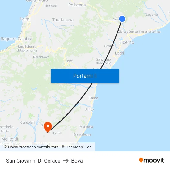 San Giovanni Di Gerace to Bova map