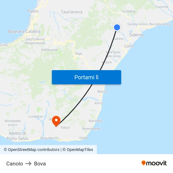 Canolo to Bova map