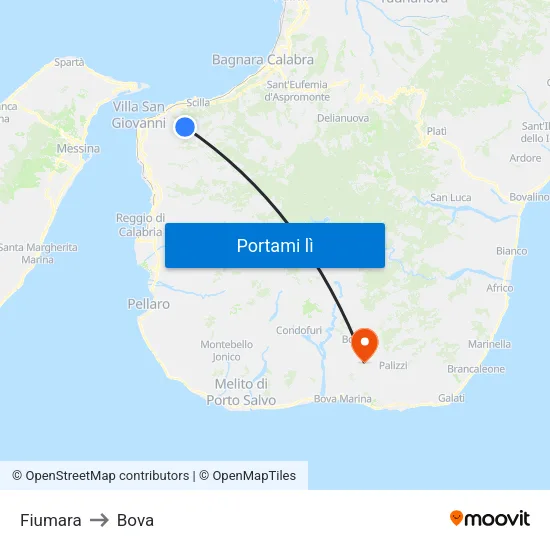 Fiumara to Bova map