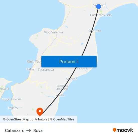 Catanzaro to Bova map