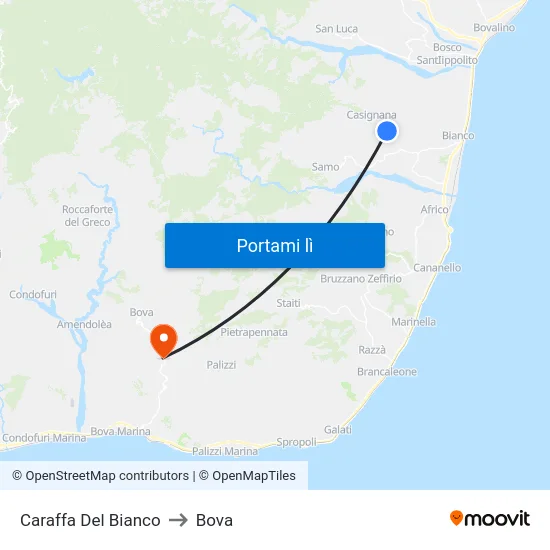 Caraffa Del Bianco to Bova map