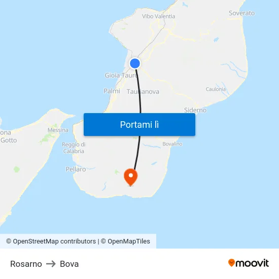 Rosarno to Bova map