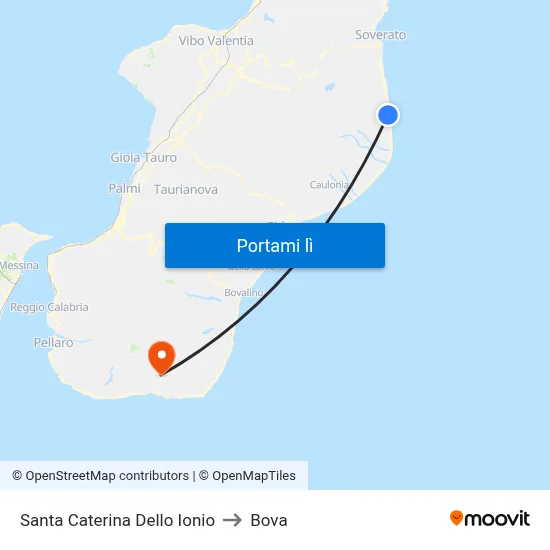 Santa Caterina Dello Ionio to Bova map