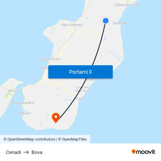 Cenadi to Bova map