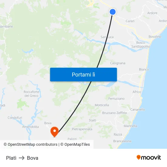 Platì to Bova map