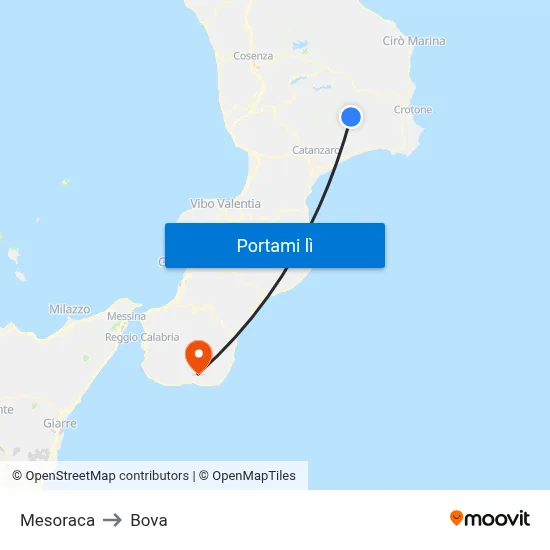 Mesoraca to Bova map
