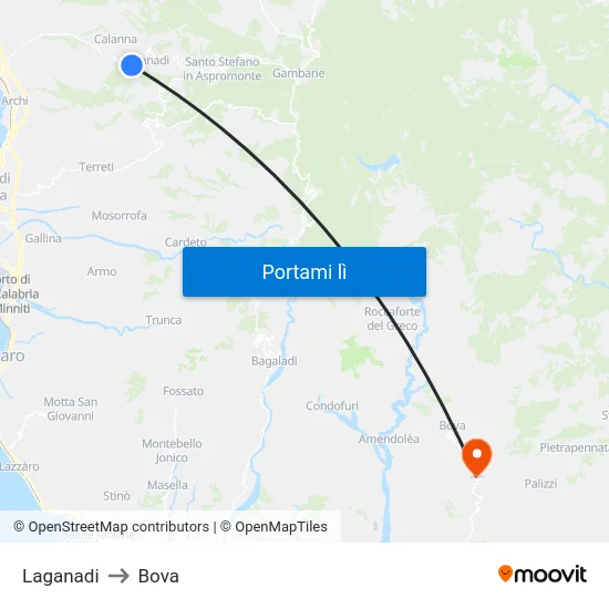 Laganadi to Bova map