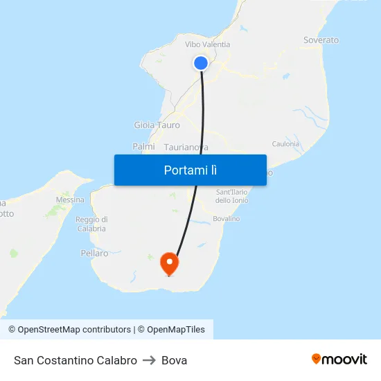 San Costantino Calabro to Bova map