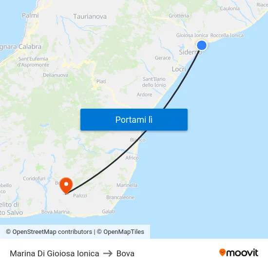 Marina Di Gioiosa Ionica to Bova map