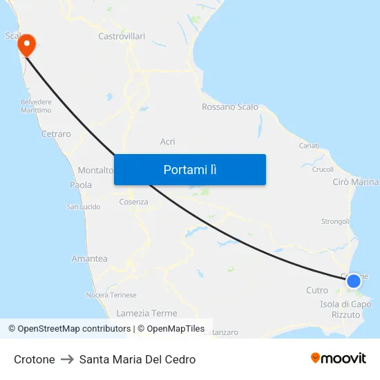 Crotone to Santa Maria Del Cedro map