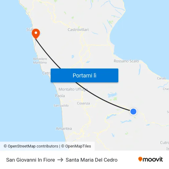 San Giovanni In Fiore to Santa Maria Del Cedro map