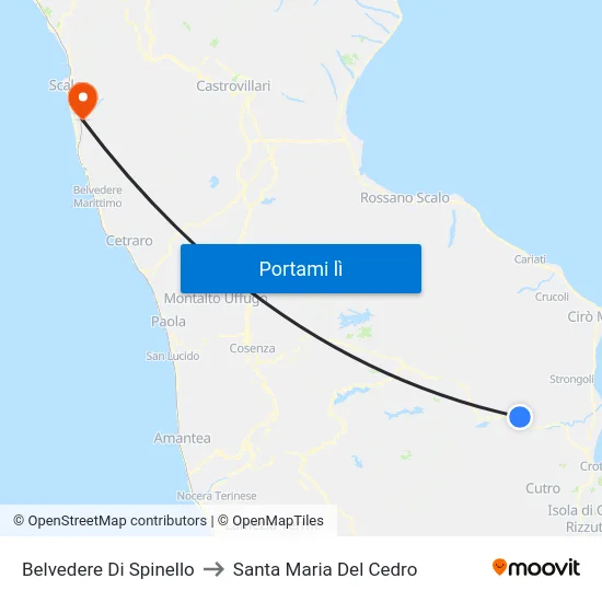 Belvedere Di Spinello to Santa Maria Del Cedro map