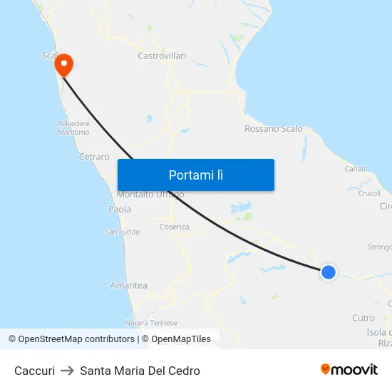 Caccuri to Santa Maria Del Cedro map