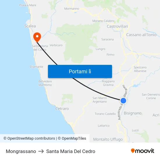 Mongrassano to Santa Maria Del Cedro map