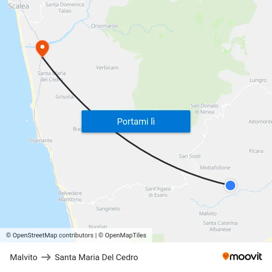 Malvito to Santa Maria Del Cedro map
