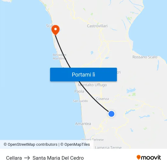 Cellara to Santa Maria Del Cedro map