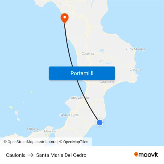 Caulonia to Santa Maria Del Cedro map