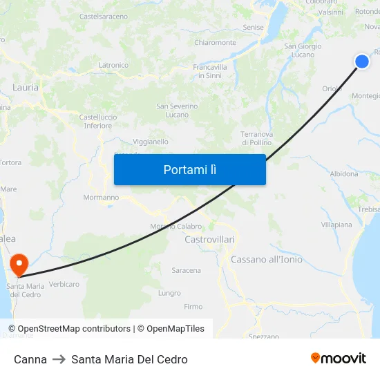 Canna to Santa Maria Del Cedro map