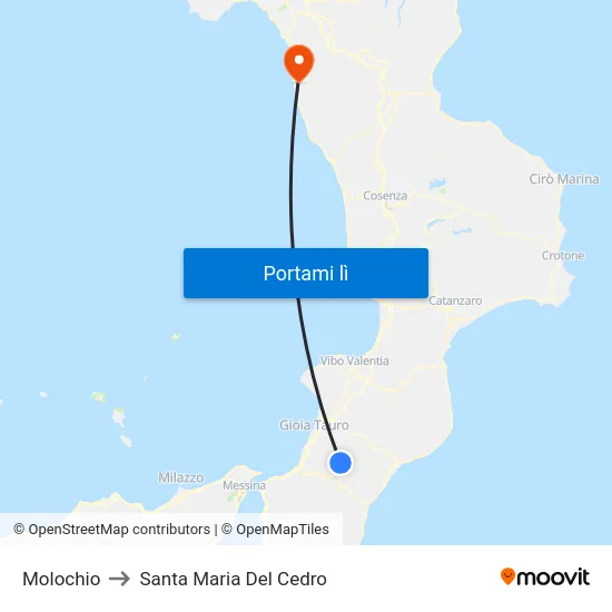 Molochio to Santa Maria Del Cedro map