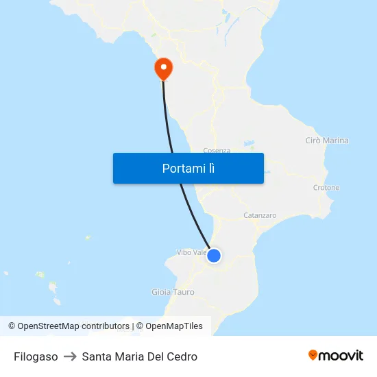 Filogaso to Santa Maria Del Cedro map