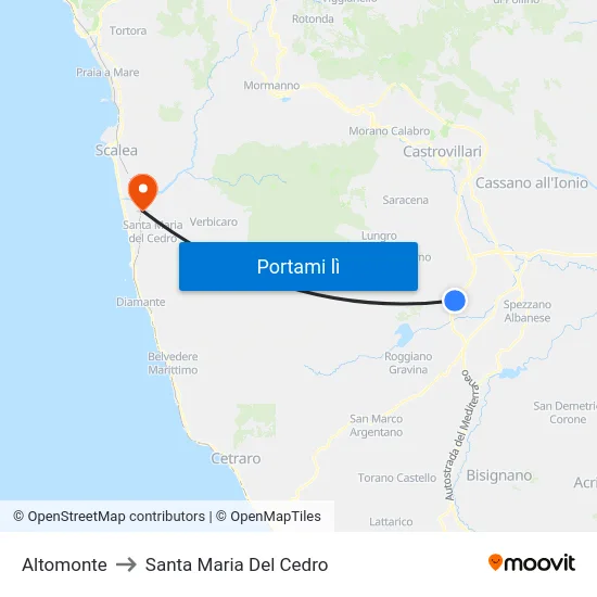 Altomonte to Santa Maria Del Cedro map